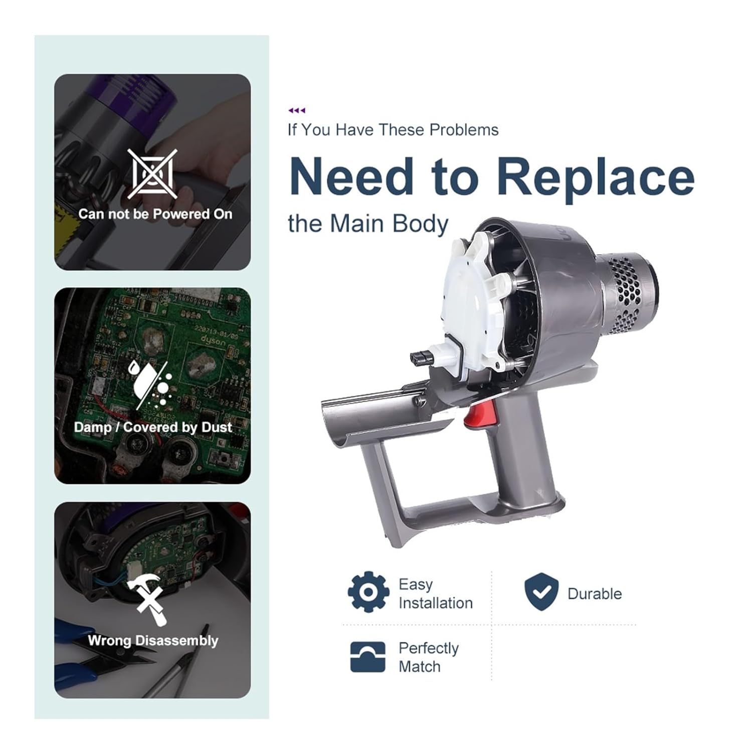 Large Vacuum Cleaner Motor Handle Housing Switch Assembly, Compatible with Dyson, SV16 SV29, Handheld Vacuum Motor Assembly Replacement Part