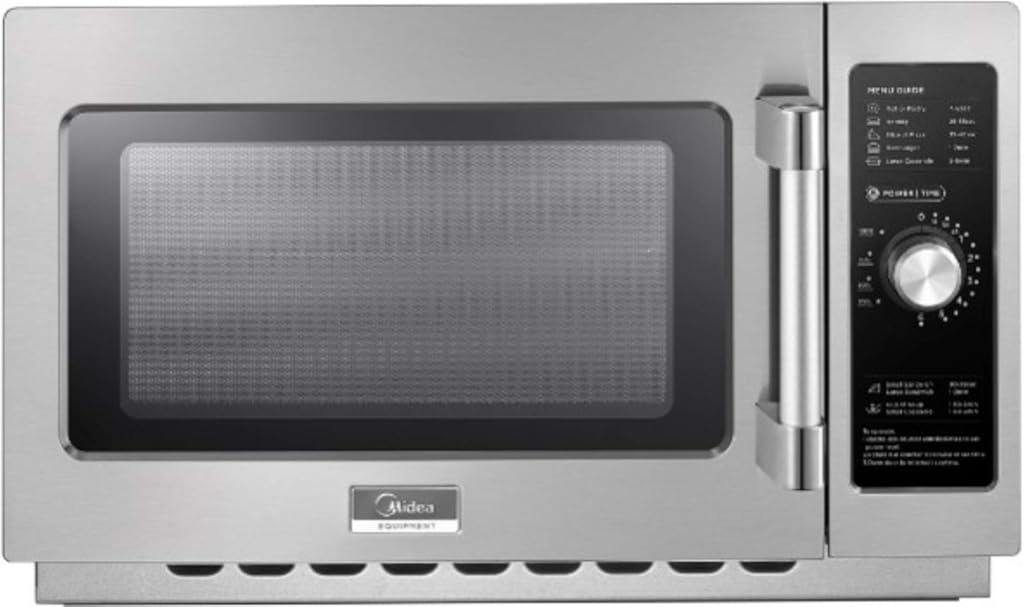 Midea Equipment 1034N0A Countertop Commercial Microwave Oven with Dial, 1000W, Stainless Steel, 1.2 CuFt