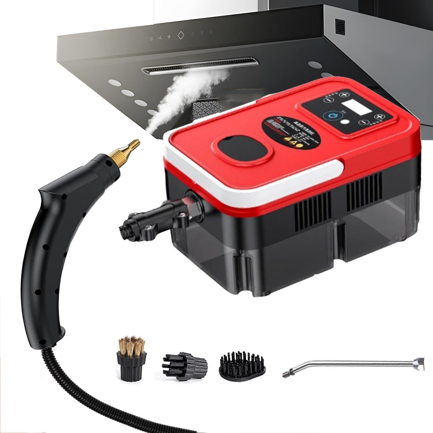 Steam Cleaner, 1600W High Pressure Handheld Steamer, 6-Gears Adjustable, Portable Steam Cleaning Machine with 3 Brushes,for Kitchen, Bathroom, Car, Grout and Tile,Red