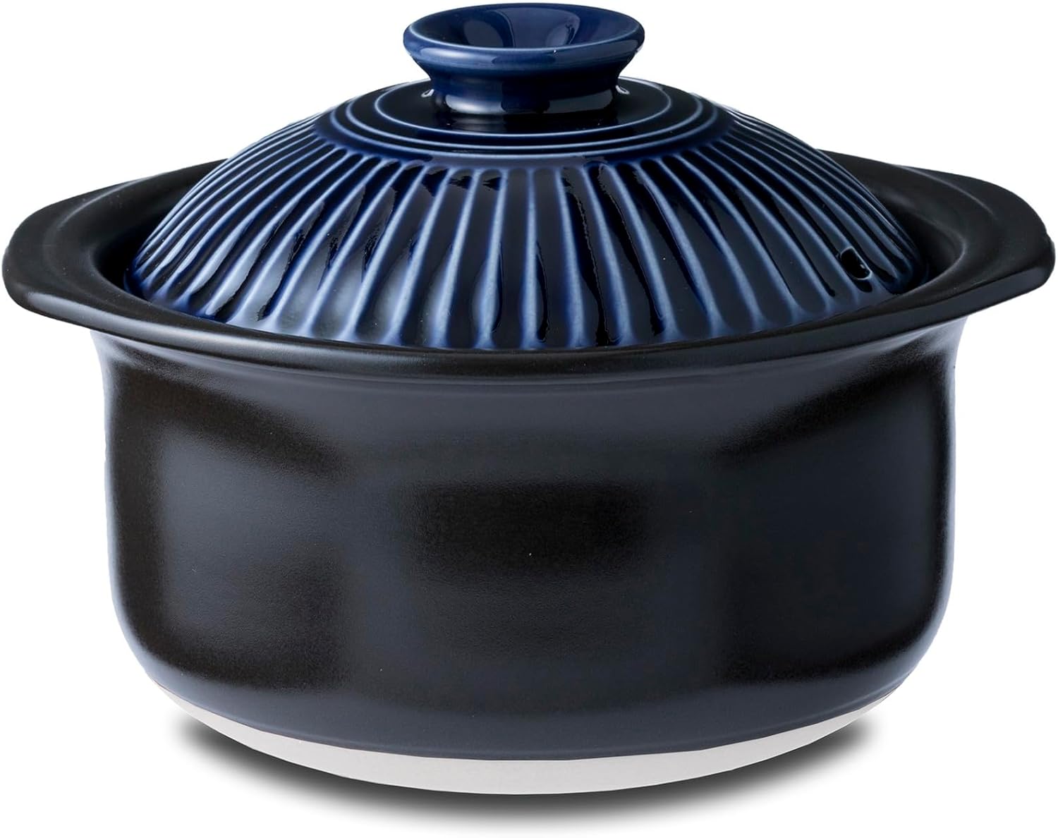 Ginpo Chrysanthemum Flower Rice Pot - 2 Pots, Double Lid, Earthenware, Direct Fire Compatible, Lapis Glaze, Blue, Made in Japan