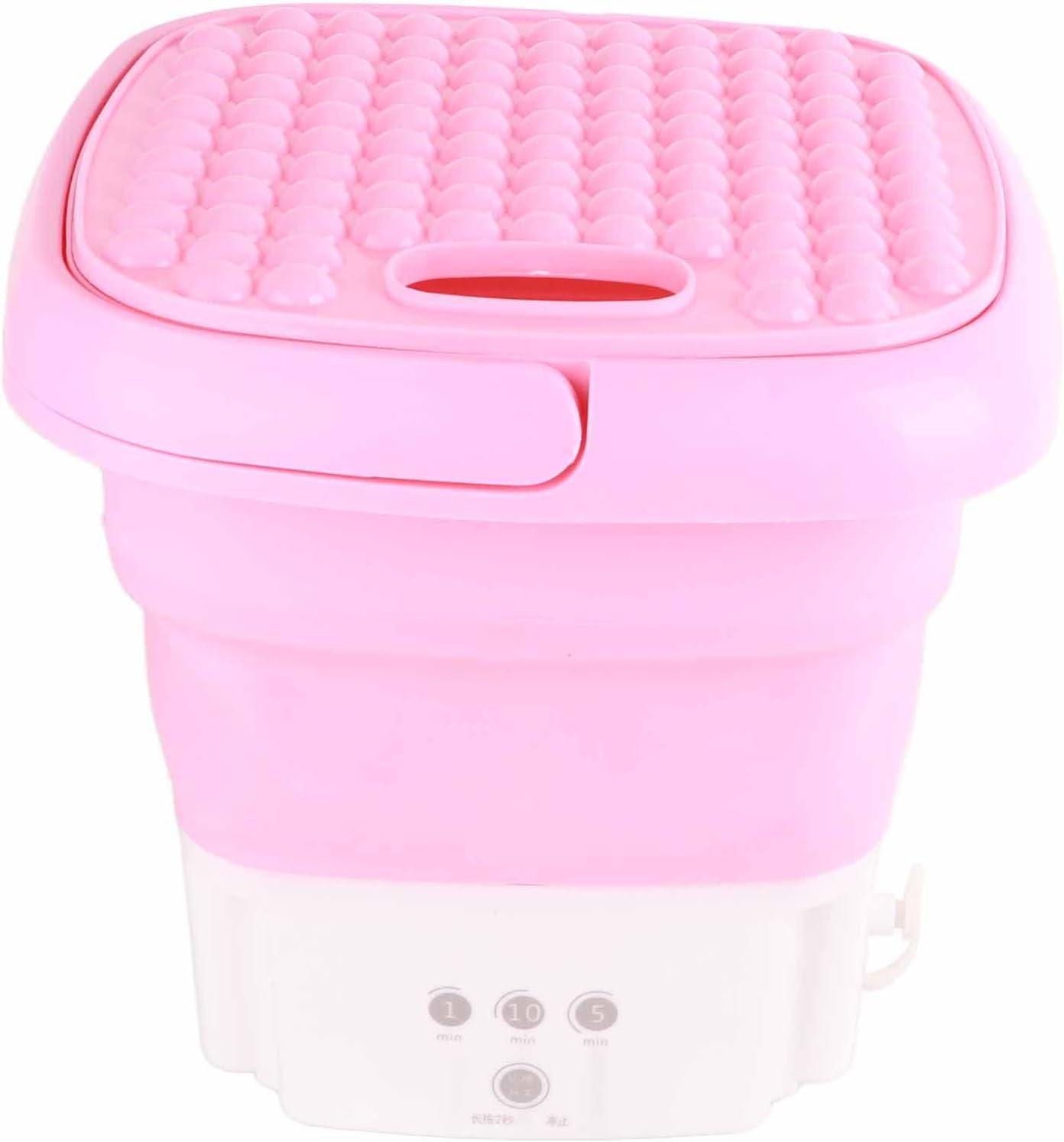 Restokki Folding Portable Washing Machine with 3 Modes, Deep Cleaning, Semi-Automatic, and Self-Draining, US Plug 110-240V(Pink)
