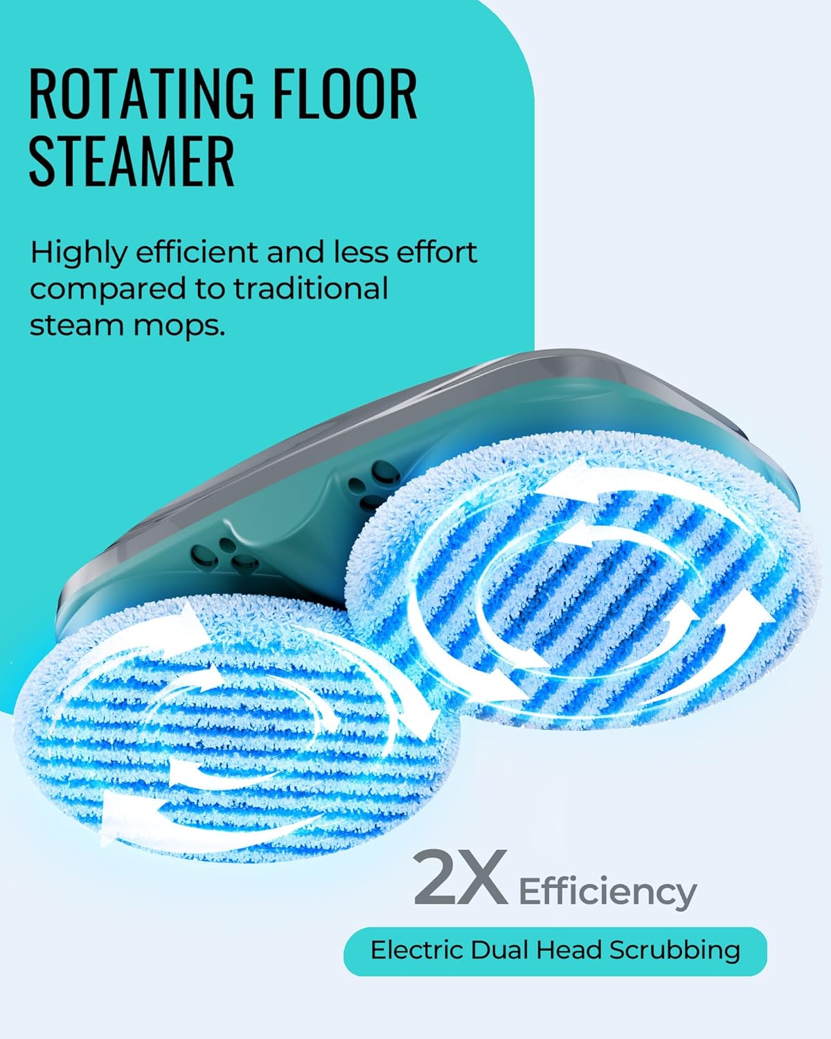 Steam Mop Floor Steamer Scrubber: Hardwood Tile Laminate and Vinyl Hard Surface Floors Scrub Cleaning Machine - Electric Power Spin Mops Wood Floor Cleaners Heavy Duty Scrubbing Mopping