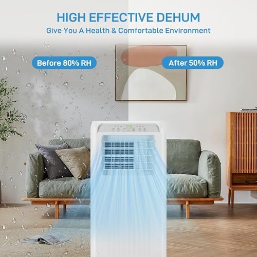 Portable Air Conditioners, 8000 BTU AC Unit with Remote Control, Energy Efficient Quiet Operation for Bedroom, Office, Dorm Rooms Up to 350 Sq. Ft, 24H Timer, Grey