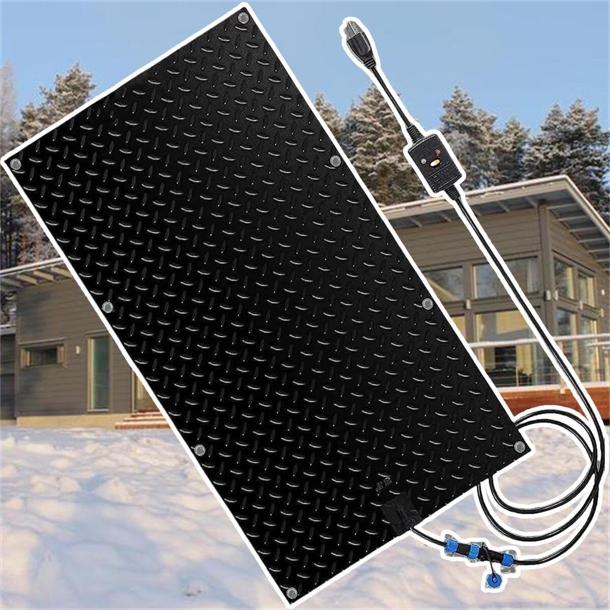 Heated Snow Melting Mats for Stairs,Heated Snow Melting Mats Outdoor with Timer,for Driveway Walkway Decks and Sidewalks Connection Power Cord for Winter Stairs(1 Pcs,10x48in/(25.4x121.9 cm))
