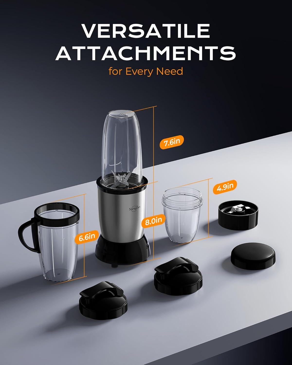 Sangcon 1000w Smoothie Blender for Kitchen, Blender for Smoothies, with 24oz/19oz/10oz Bpa-Free Cups – Upgraded Portable Personal Blenders for Shakes, Frozen fruit, Baby Food, Spice Grinding & More