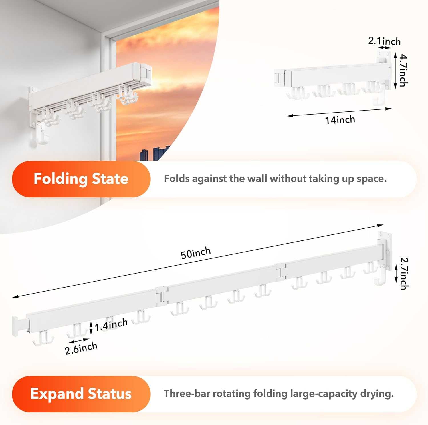Drying Rack Clothing Wall Mounted,Clothes Drying Rack,Laundry Drying Rack,Collapsible Dying Racks for Laundry,Foldable Clothes Dryer Rack,Clothes Hanger Rack Wall Mount