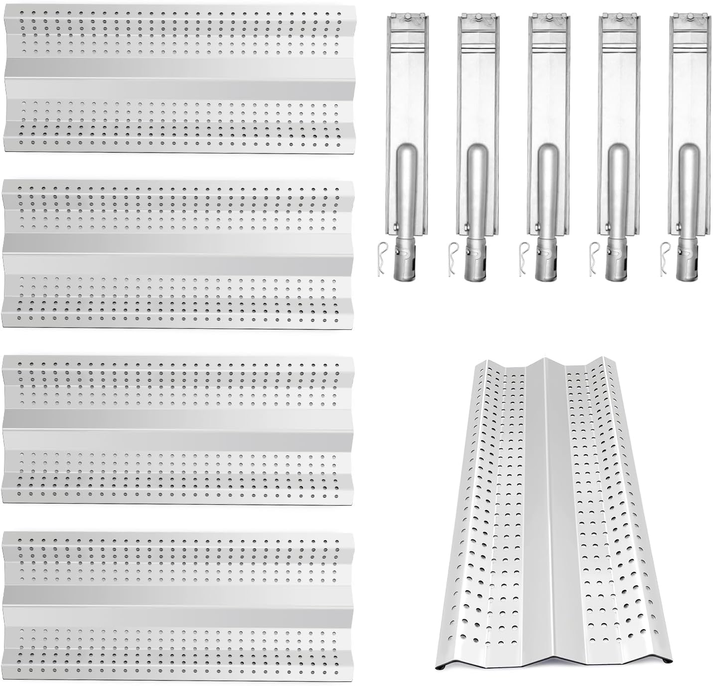 5PACK Heavy Duty Grill Burners and 5PACK Stainless Steel Flame Tamer Heat Plates Replacement Parts for Blaze BLZ-3 BLZ-4 BLZ-5 OEM BLZ-32-064 BLZ-32-043