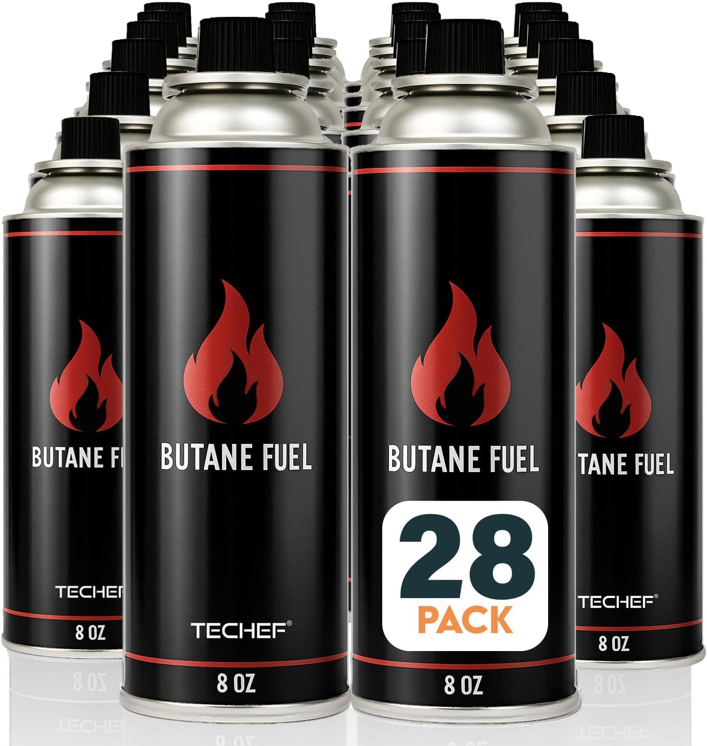 8oz Butane Gas Fuel Canisters Cylinders Tin with Dual Safety System for Portable Gas Stoves, Camping Stoves, Gas Burners, Cooking Torch, UL Listed, Made in Korea