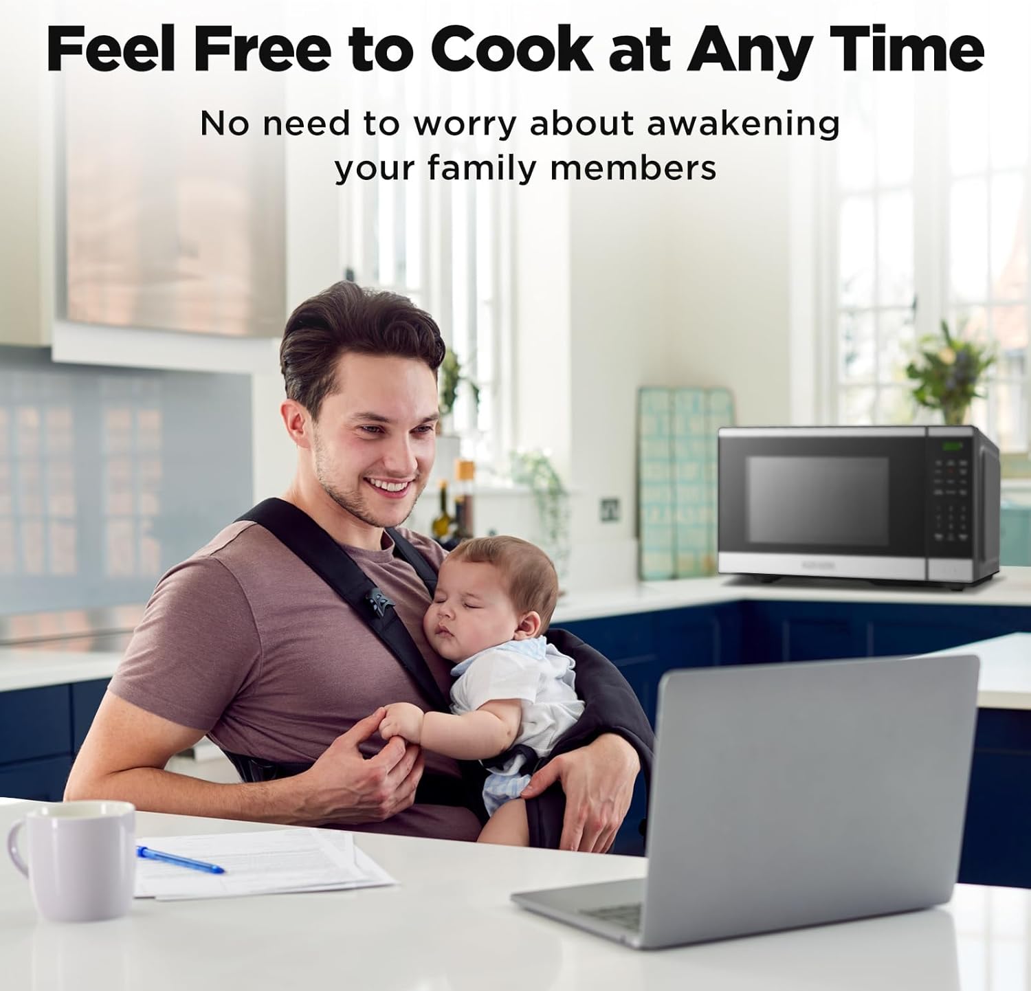 BLACK+DECKER Countertop Microwave Oven 0.9 Cu Ft, 6 Auto Menus, Child Lock, Memory Function, 10 Power Levels, Easy One-Touch Start, Digital Panel, 900W