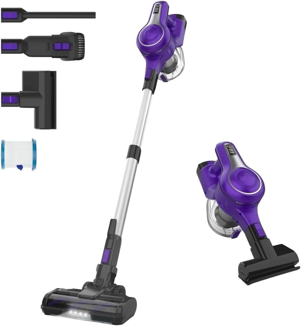 Cordless Vacuum Cleaner 30KPA Powerful Suction 7-in-1 Stick Vacuum Up To 45mins Runtime Handheld Vacuum Home Appliances Compatible With INSE S62(S62 Purple)