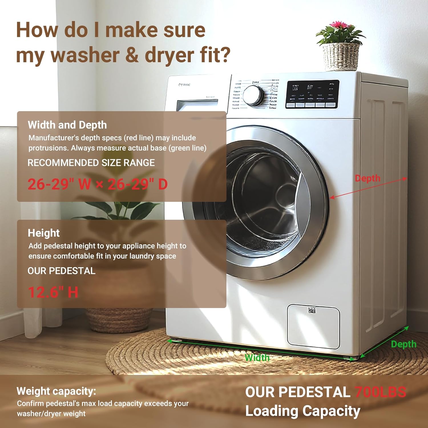 SKM 2-in-1 Washer & Dryer Pedestal Stand, 29