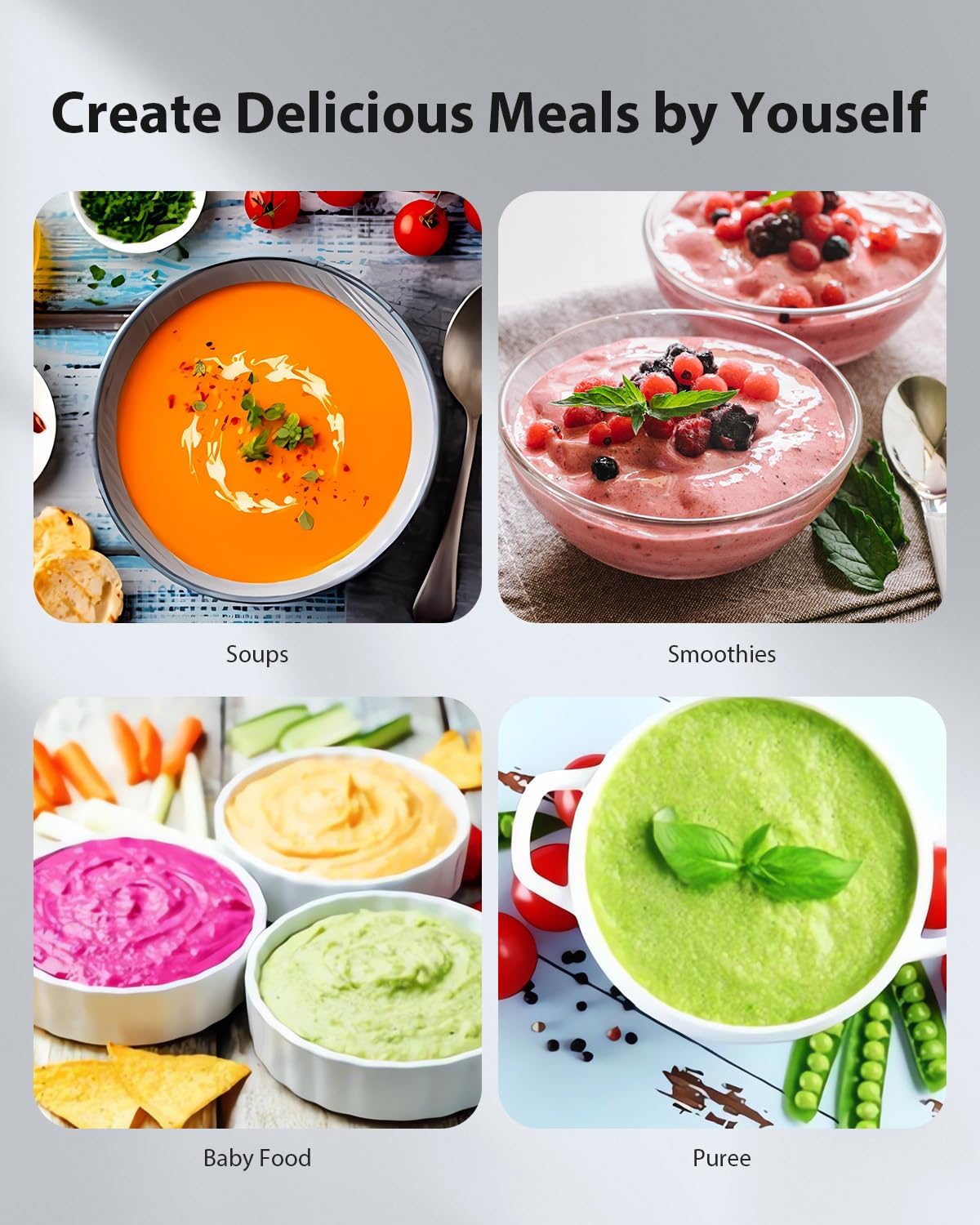 1000W Powerful Immersion Blender Handheld, 2025 New Update Hand Blender with 25-Speed and Heavy-Duty Copper Motor, Silver