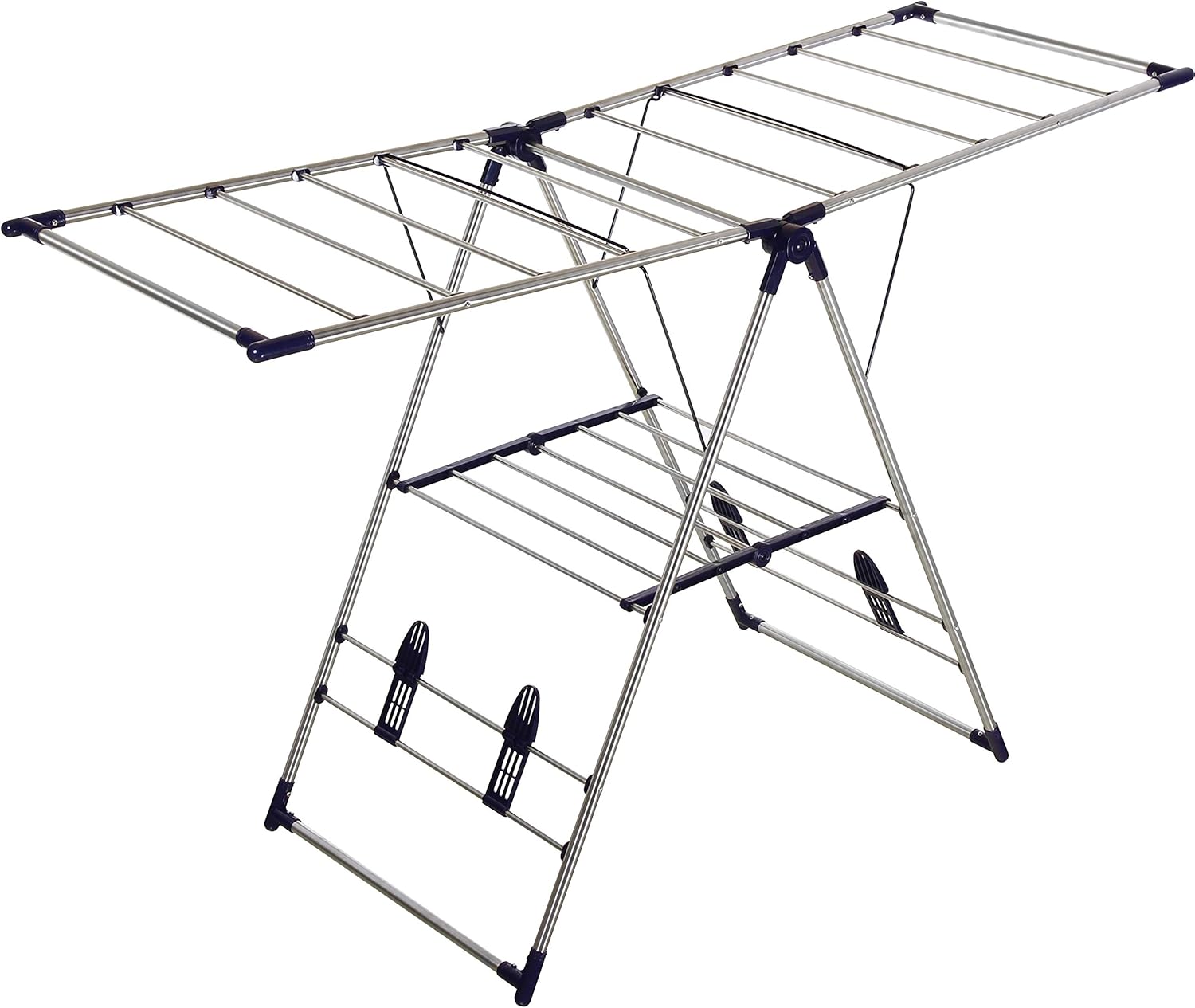 EZHOME Large Foldaway Laundry Rack, Heavy Duty, Collapsible, Space-Saving Storage, Stainless Steel, Indoor/Outdoor