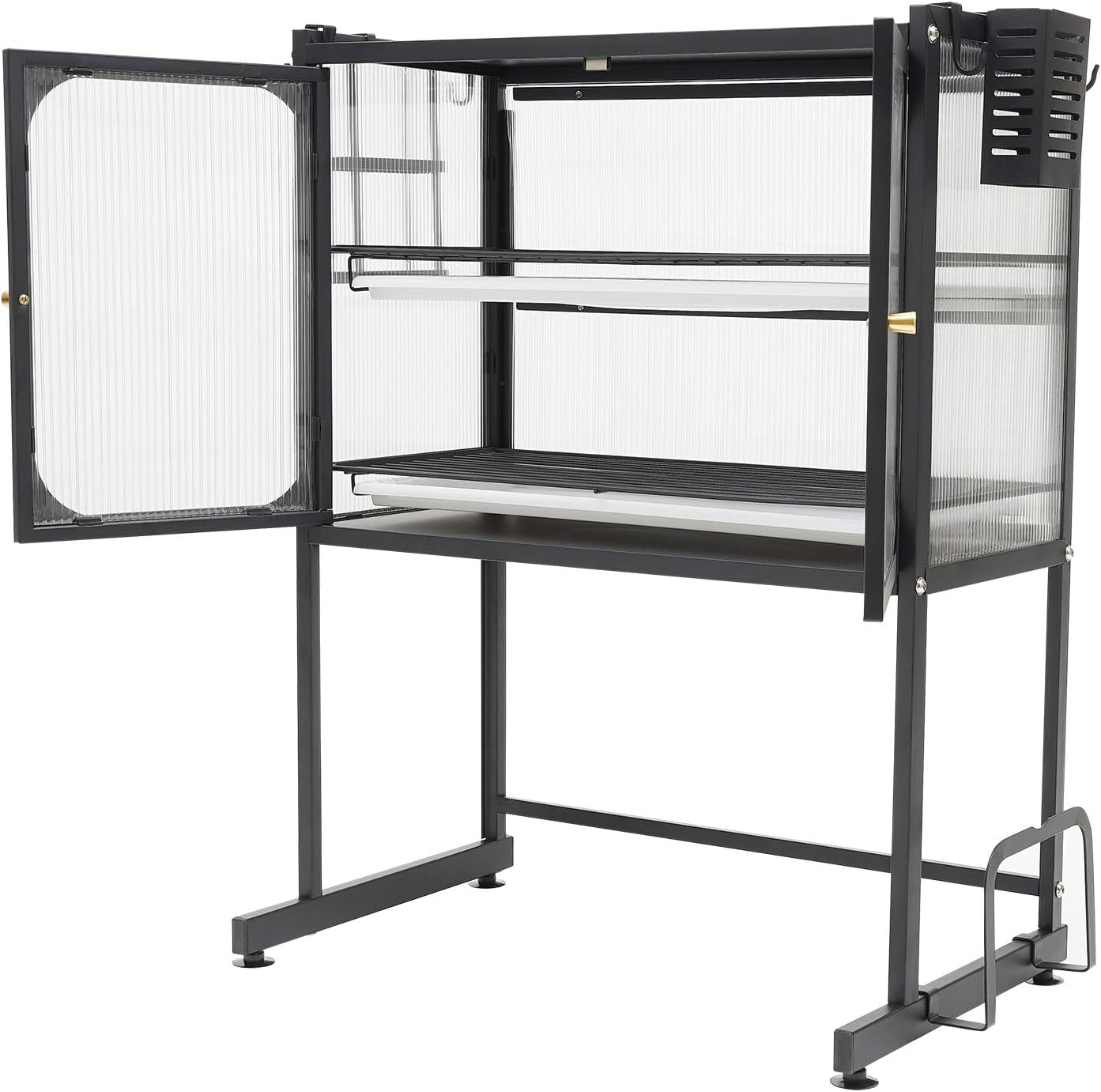 Countertop Microwave Oven Rack, Kitchen Dying Rack with Storage Cabinet Tableware Organizer Shelf with Draining Trays Knife/Chopping Board Holder