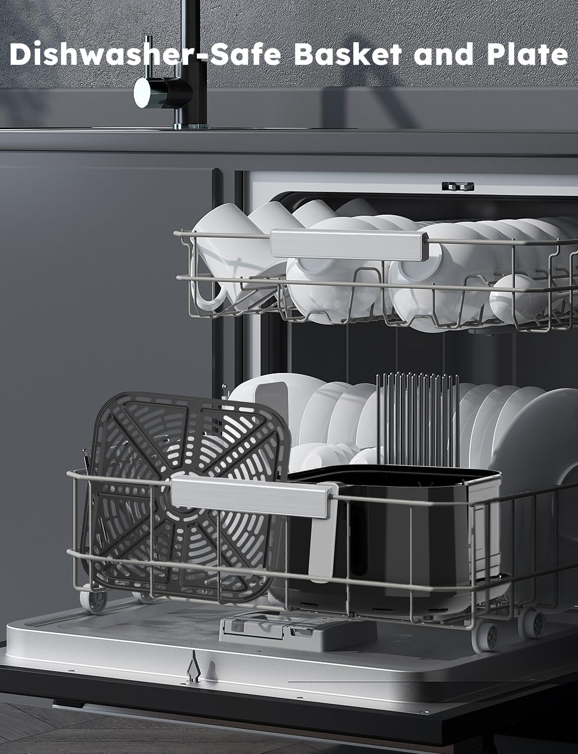 Nuwave Brio Plus 8 Qt Air Fryer, PFAS Free, New & Improved, Digital Touch Screen, Cool White Display, 50°F~400°F in Precise 5°, 5 Cook Functions, 100 Presets & 50 Memory, 3 Wattages 700, 1500, 1800