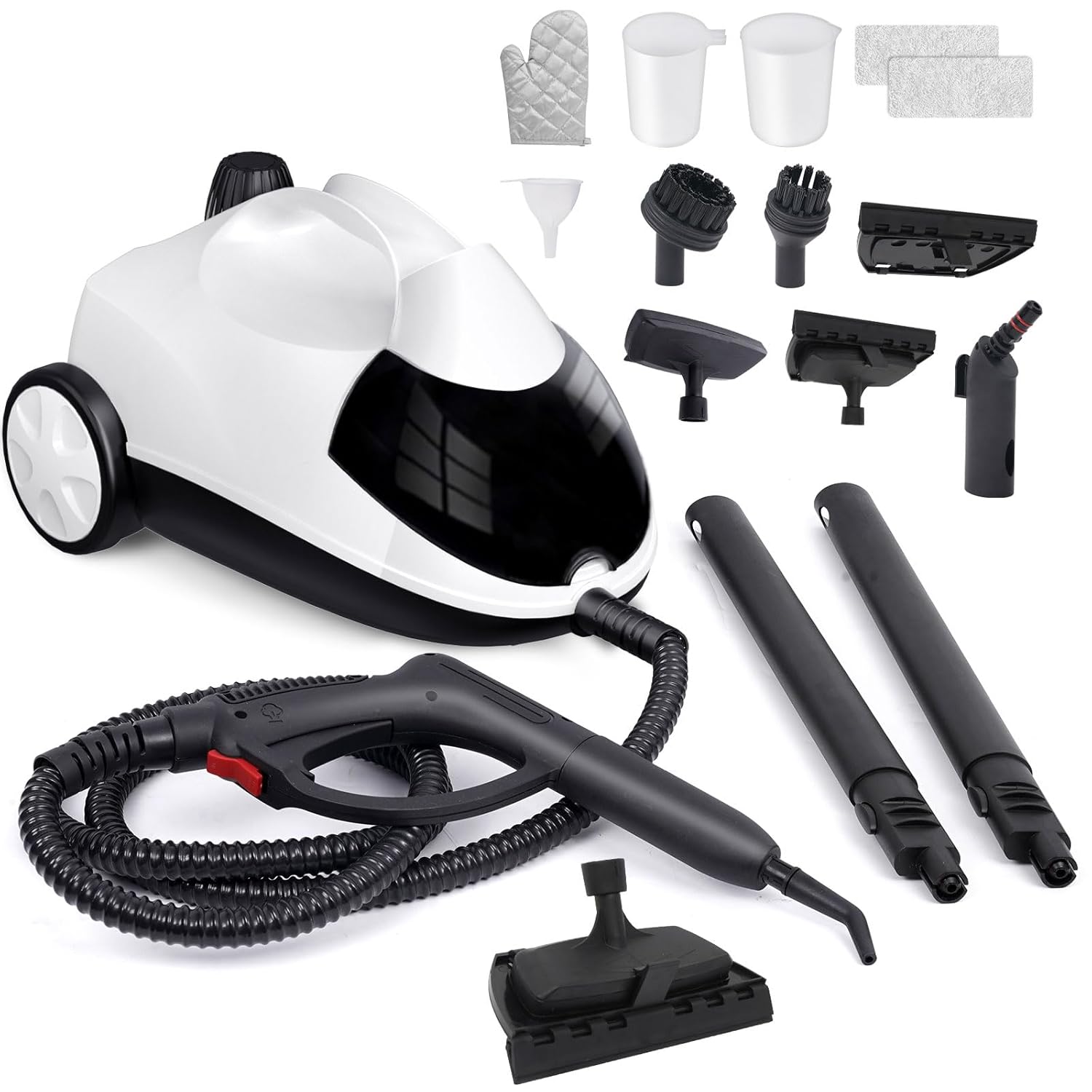 Steam Cleaner 1.5L Steamer for Cleaning Fast Heating 6-in-1 Multi-Surface with 8 Accessories UL499 Certified Portable High Pressure Steam Cleaner for Home, Car, Floors, Sofas, Tiles, Grout