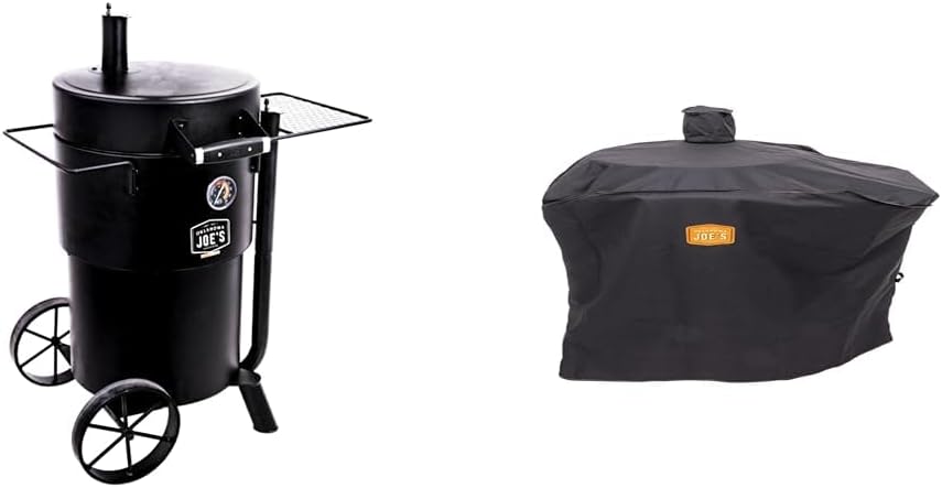 Oklahoma Joe's Bronco Barrel Drum Smoker 630in Bundle with Custom Fit Cover
