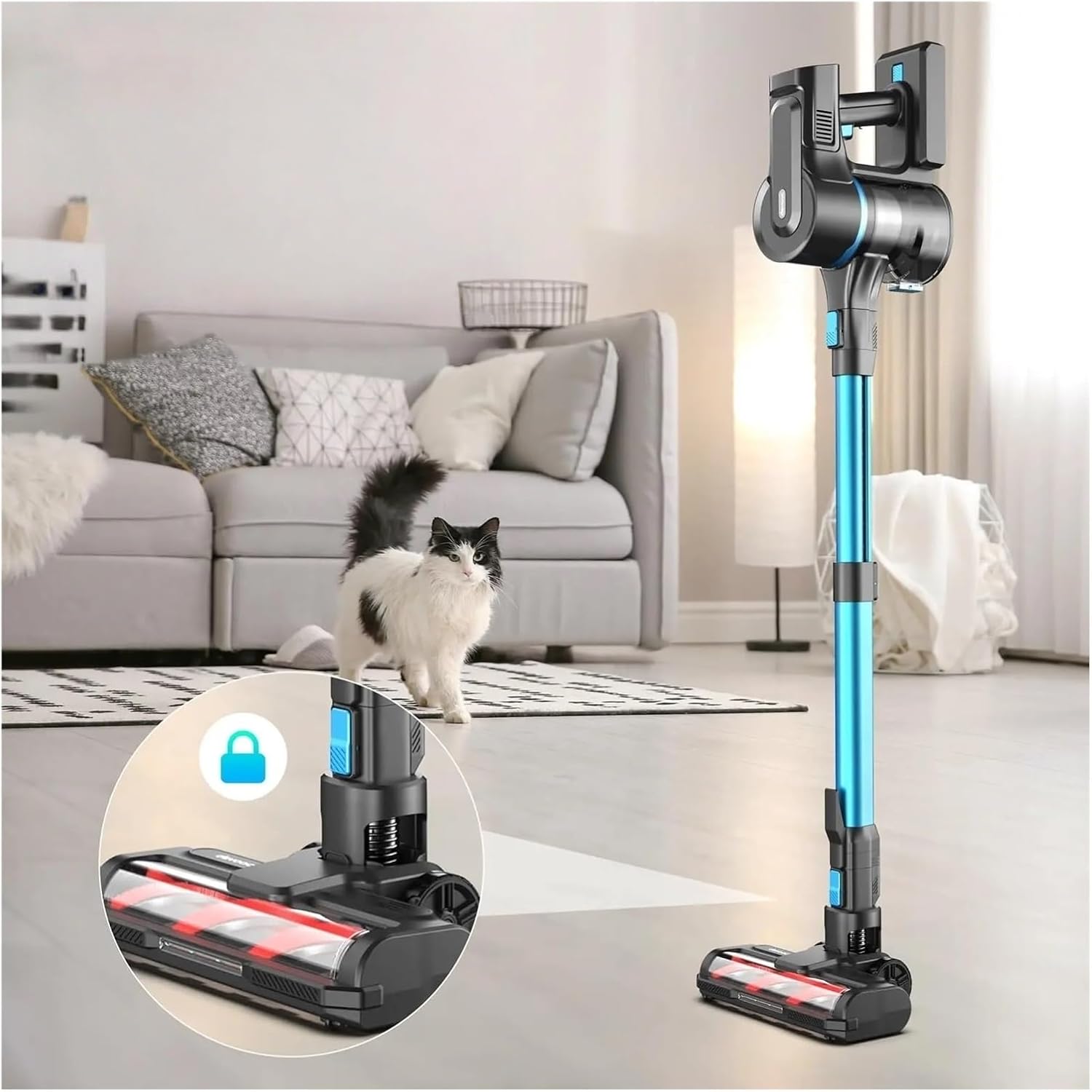 Cordless Vacuum Cleaner 30Kpa/350W Vacuum Lightweight Stick Vacuum Cleaner Compatible with DEVOAC S11