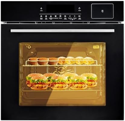 Single Wall Oven 24 in, Built-in Electric Ovens with 5 Automatic Recipes, 3000W, 240V, 2.5 CF Convection Built-in Oven, Stainless Steel, Touch Control, Timer, Safety Lock