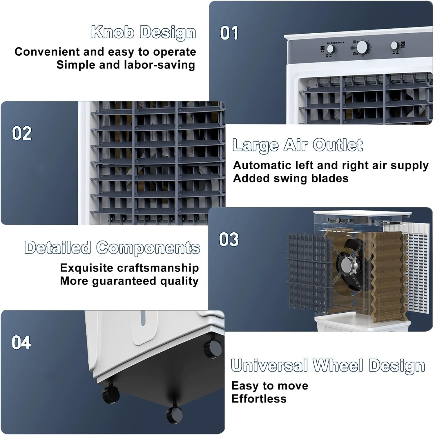 Evaporative Cooler Air Conditioner 3 Speeds, Swamp Cooler for Cooling, Portable Air Cooler Fan for Room, Outdoor, Commercial, Office, 7000m³/H Air Volume(49x36x100cm/19x14x39inch)