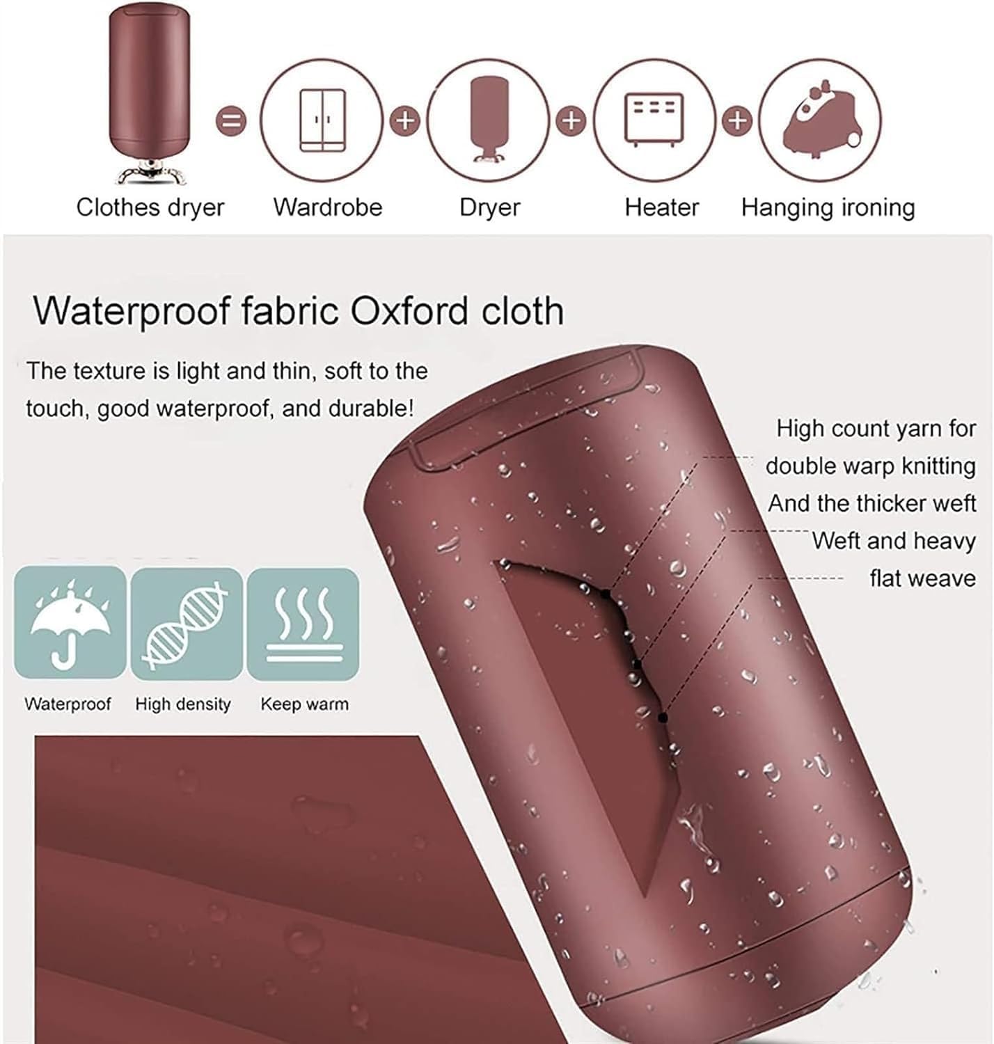 900W Portable Electric Clothes Dryer - Multifunctional Zipper Clothes Drying Rack - Clothes And Shoe Heater Dryer - With Dustproof Curtain - Load 15kg (Color : Pink)