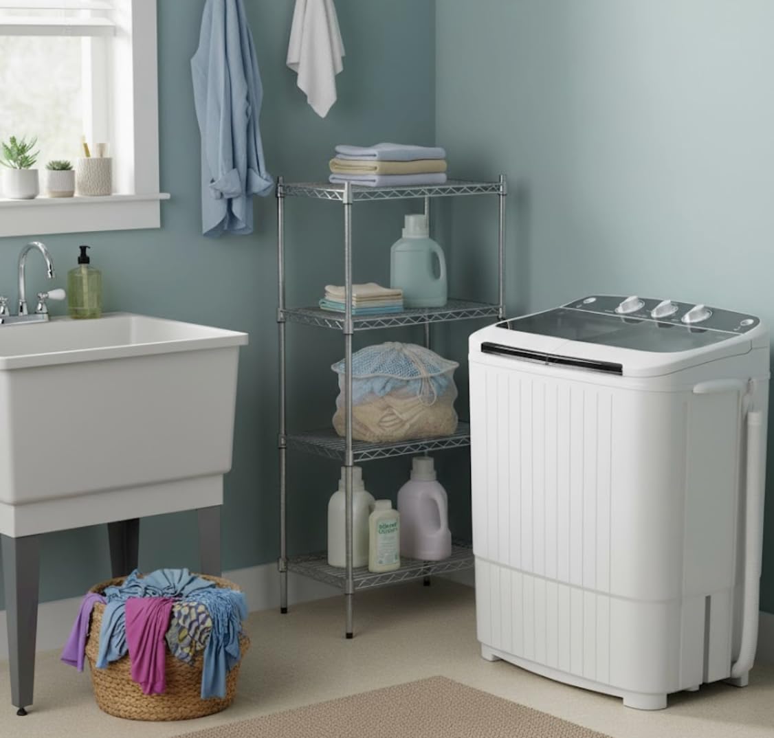 Portable Washing Machine,18 lbs Capacity,Washer and Dryer Combo Machine for Homes & Apartments,Twin Tub Laundry Washer with Spin Cycle