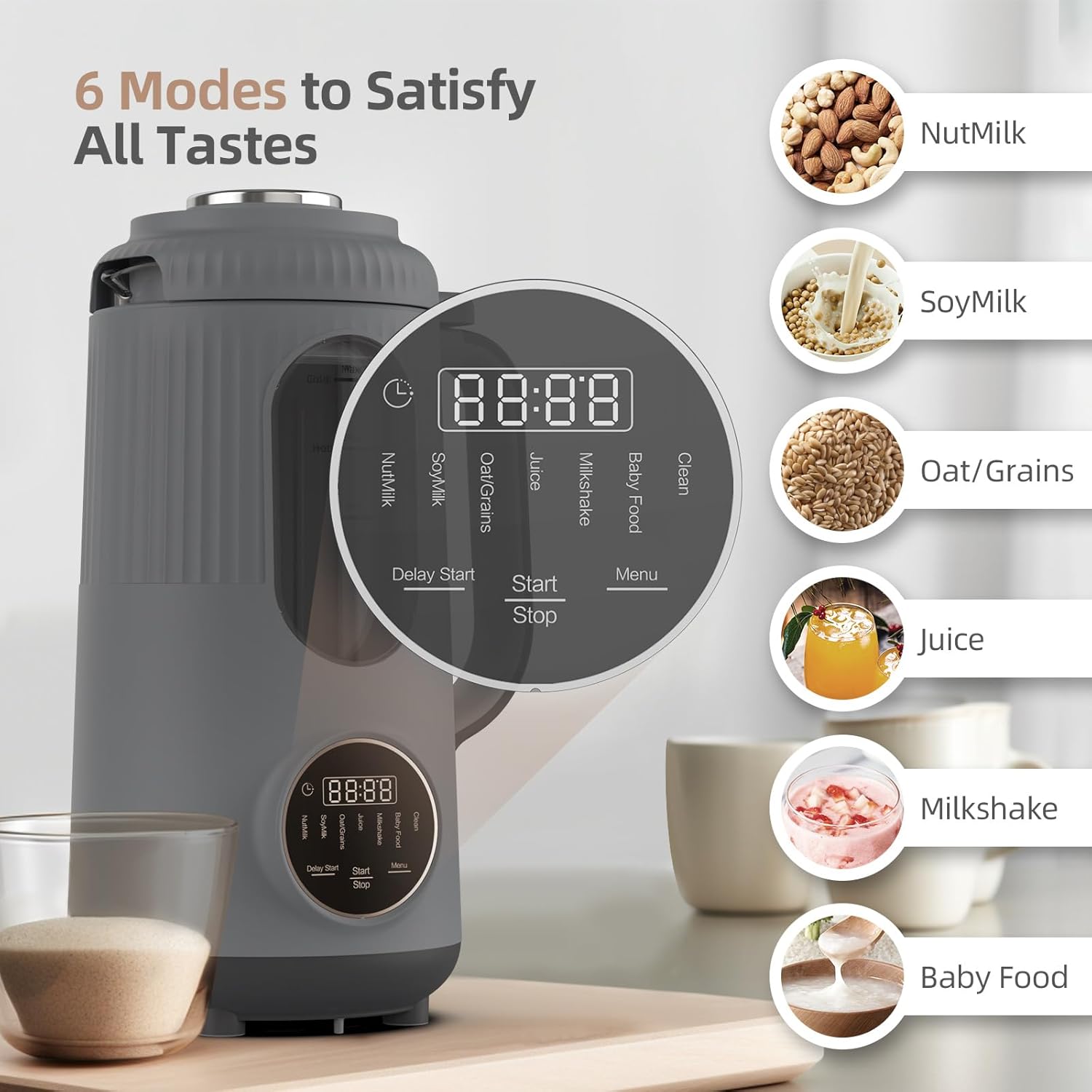 8 in 1 Nut Milk Maker,35oz(1000ml) Automatic Homemade Almond, Oat,Blenders,Plant-Based Milk and Non-Dairy Beverages, Milk Maker Machine with Delay Start/Self Clean