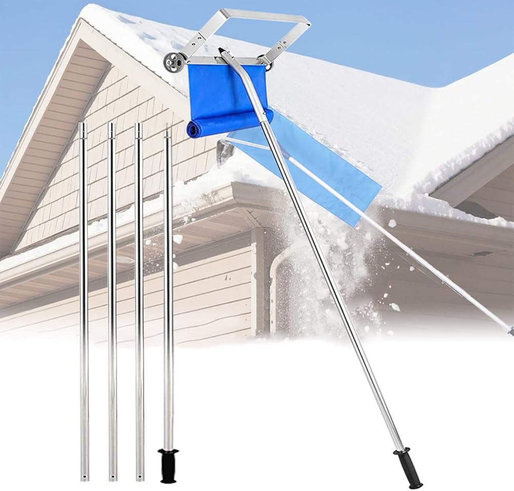 Snow Shovel Snow Roof Rake 21ft,Aluminium Snow Shovel Roof Rake w/Wheels&Adjustable Extended Handle,Roof Snow Rake Removal Tool,w/Nylon Slide Protect Roof