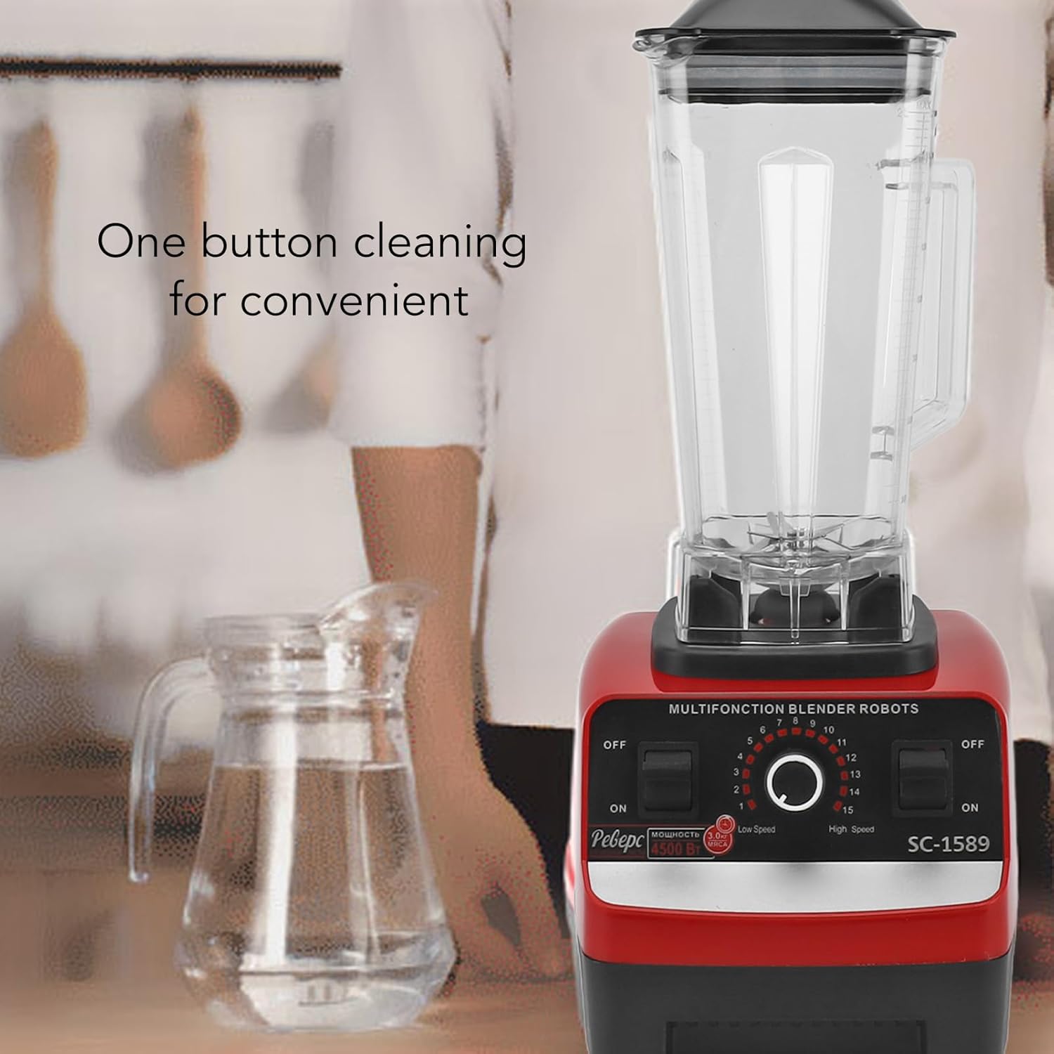 4500W Countertop Blender, Multifunctional Food Processor, Countertop Smoothies Blenders With 15 Adjustable Speed, Meat Grinder, Baby Food Maker, Coffee Grain Grinder (US Plug 110V)