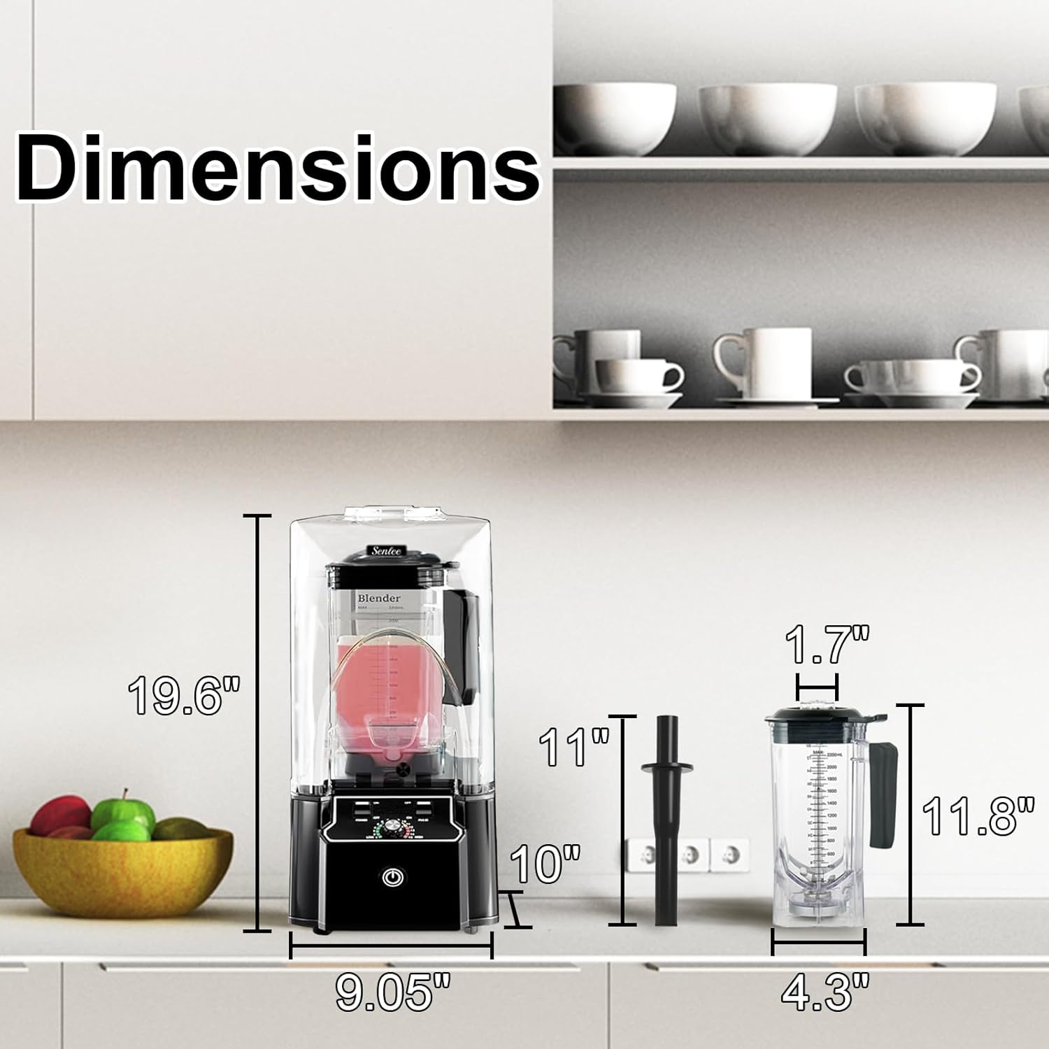 Professional Blender for Kitchen, 2200W, 80oz Pitcher, 15 Speeds, Commercial Heavy Duty Quiet Blender for Smoothies, Shakes, Frozen Drinks, Puree and Ice Crush, Self-Cleaning, Grey