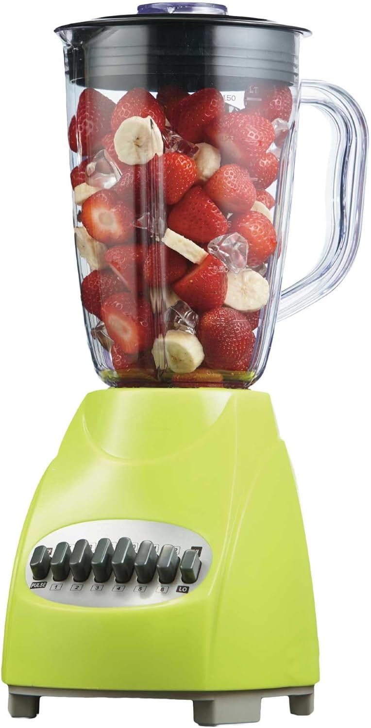 12-Speed Countertop Blender with Pulse Function – 50oz BPA-Free Jar, Stainless Steel Blades, Ice Crusher & Smoothie Maker, 350W Kitchen Blender (Green)