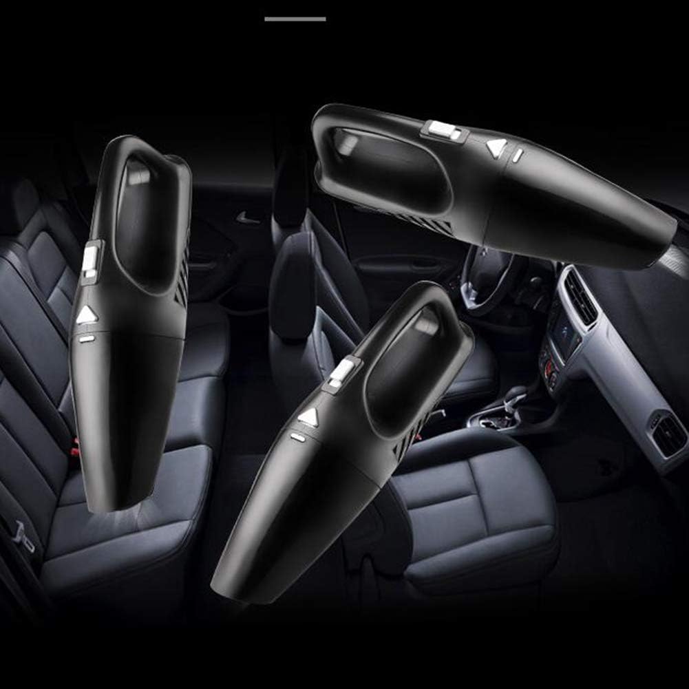 White Handheld Vacuum Cleaner, 120W Portable, Cordless, Wet & Dry, HEPA Filter, Rechargeable, Car & Home, Black