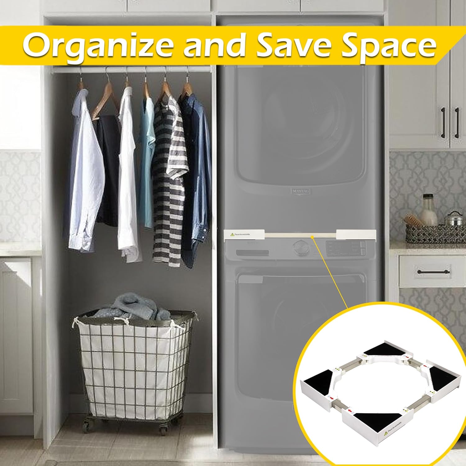 MaxWorks Stacking Kit for Washer and Dryer, Universal Stacking Kit for Washing Machine and Dryer