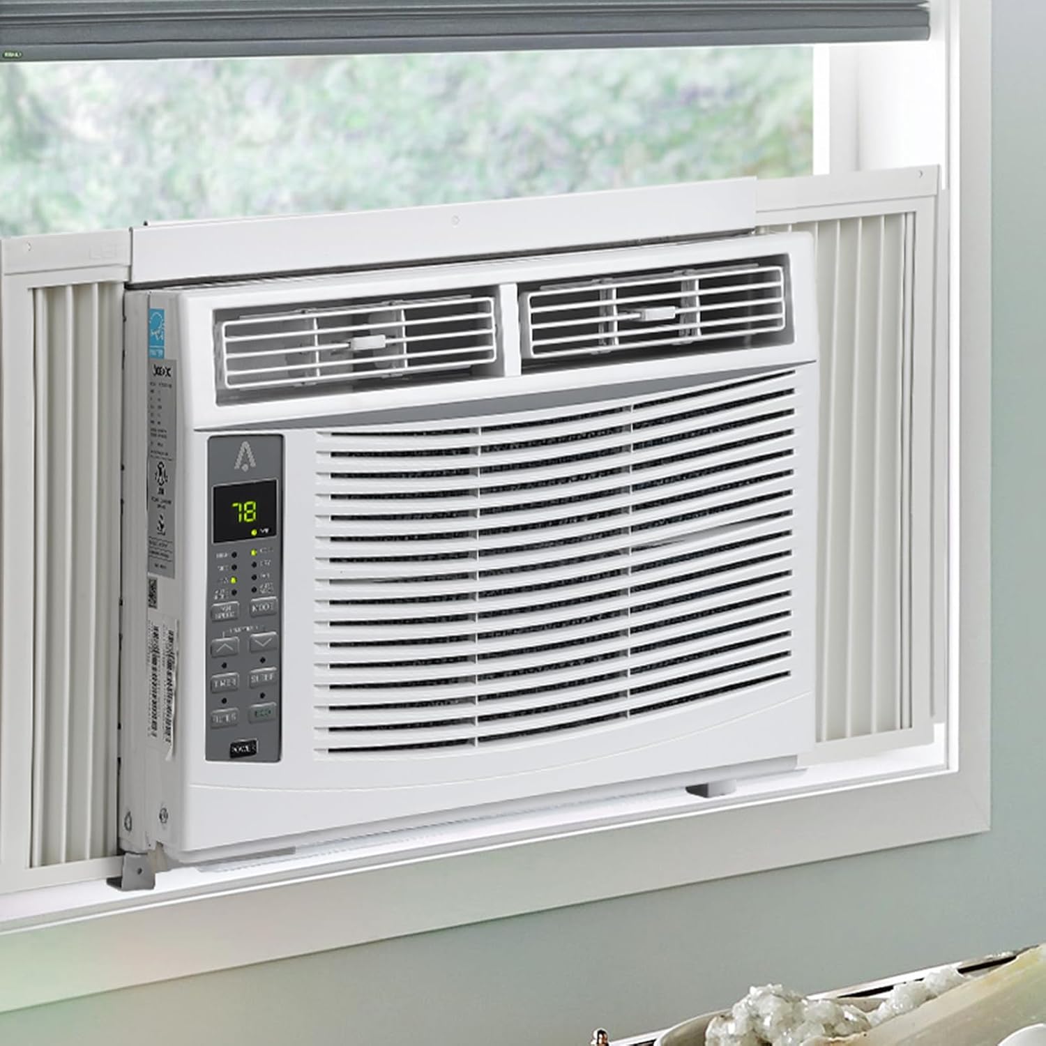 Window-Mounted Air Conditioner 6000 BTU, AC Unit Cools Up to 300 Sq. Ft., Window AC Unit with Remote Control, Quiet Operation, Effortless Temperature Control, 3 Fan Speeds, Auto Restart, White