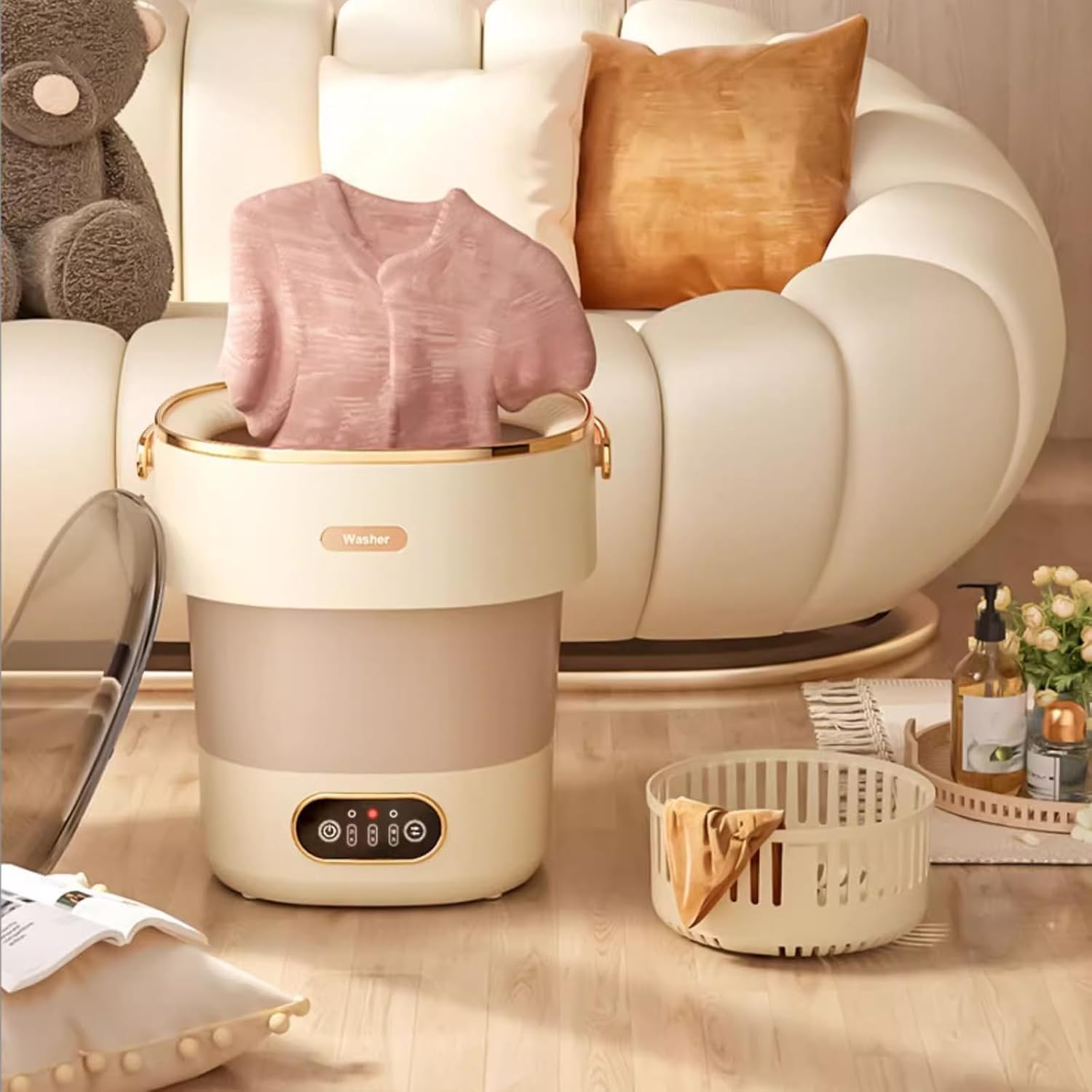 Portable Mini Washing Machine, Small Washing Machine, 19L Large Capacity Underwear Washer, for Underwear, Baby Clothes Socks and Small Items, Apartments, Dorm,RV(Black)