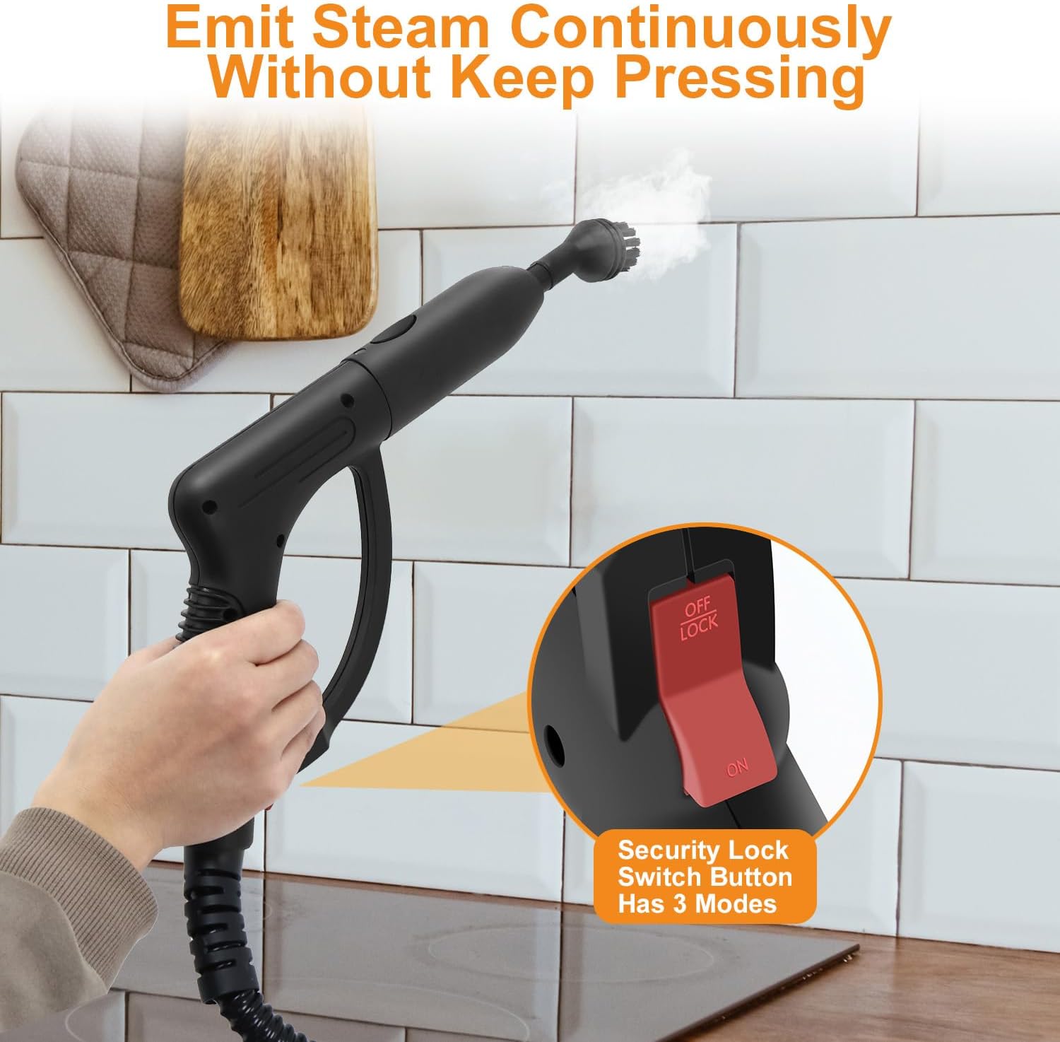 1500W Multipurpose Steam Cleaner, 1.5L Steam Cleaner for Home with 25 Accessories, 16.4ft Power Cord Portable Steamer, Fast Heat-up for Chemical Free Cleaning for Carpet Floors Windows Cars