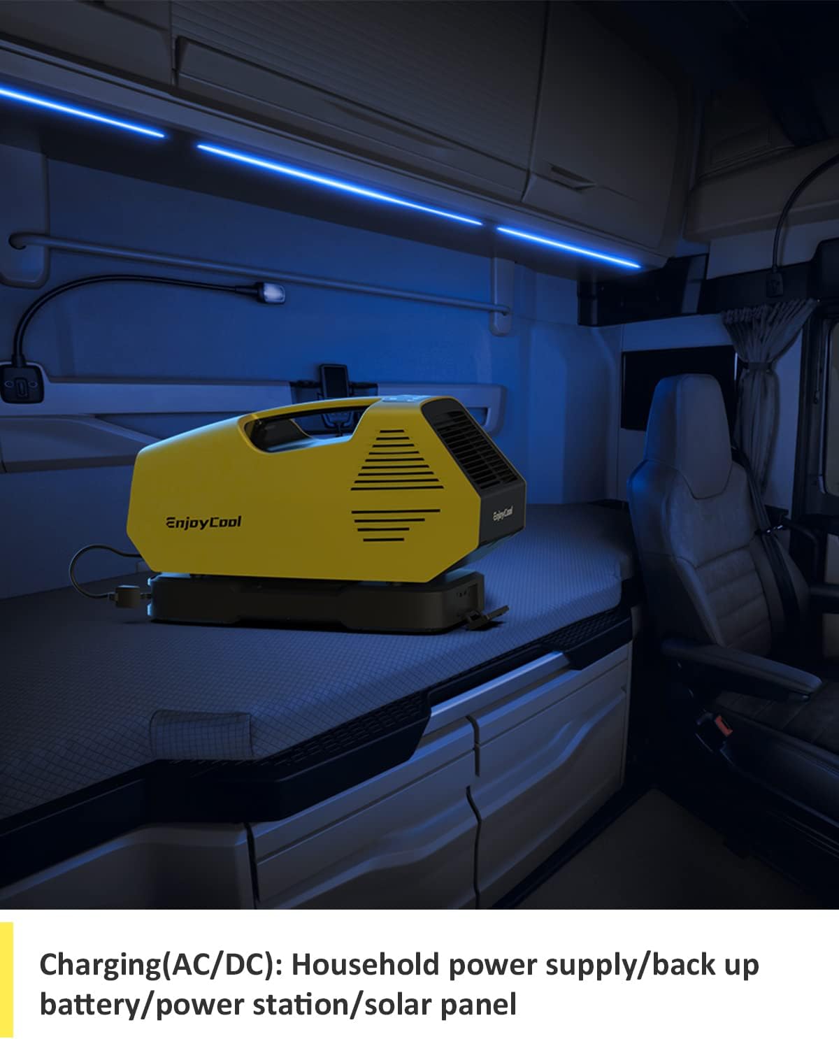 EnjoyCool Portable Air Conditioners, Outdoor Air Conditioner, 2380BTU Home AC Cooling Unit, 24Volt, 220W Low Power Consumption for Outdoor Camping Tent, Car, Truck, Parties, Fishing, Van and RV