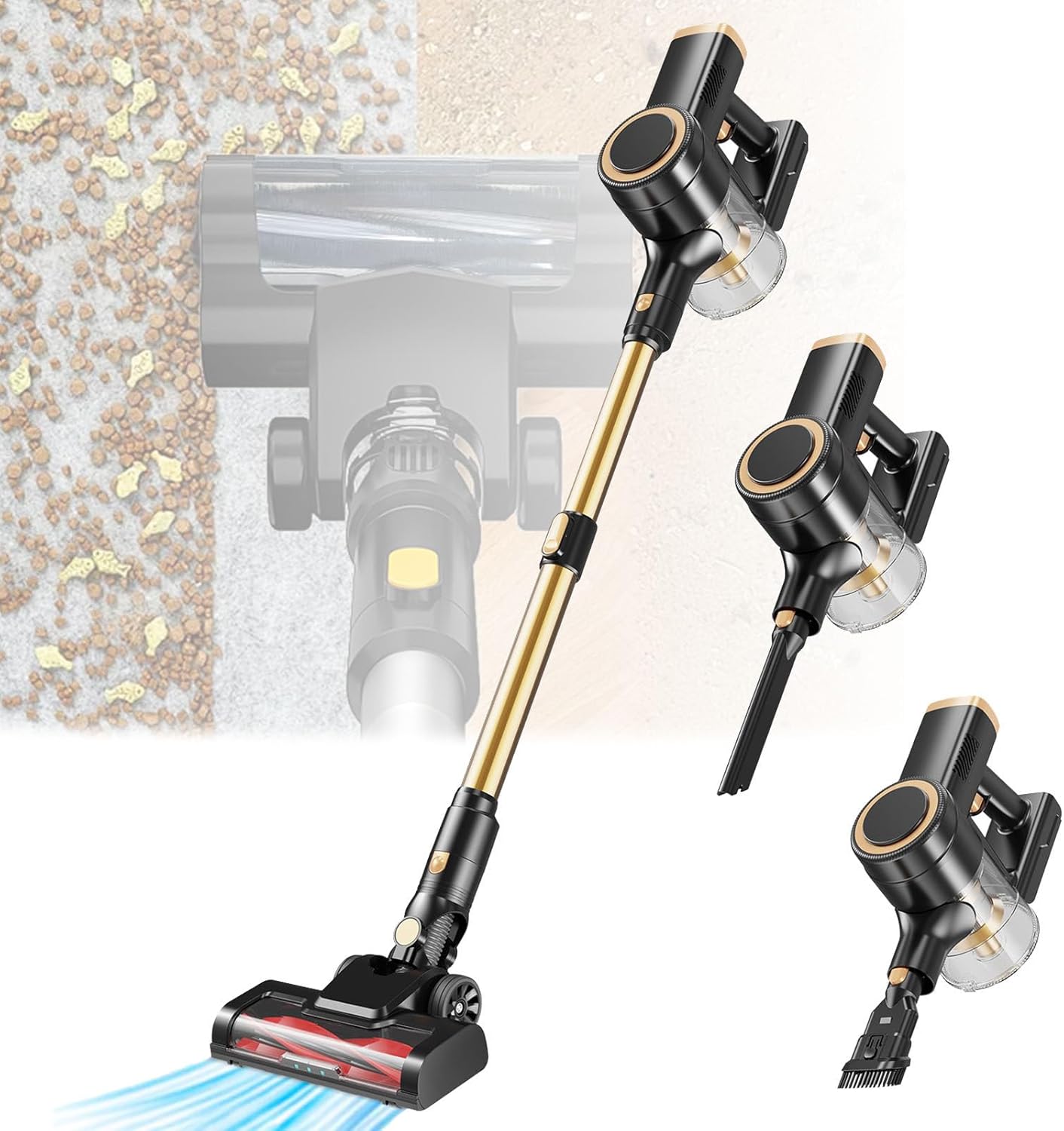 Cordless Vacuum Cleaner, Stick Vacuum with Dustbin, Wall-Mounted Charging/Removable Battery, Anti-Tangled Handheld Vacuum for Hard Floors Carpet Car Pet Hair