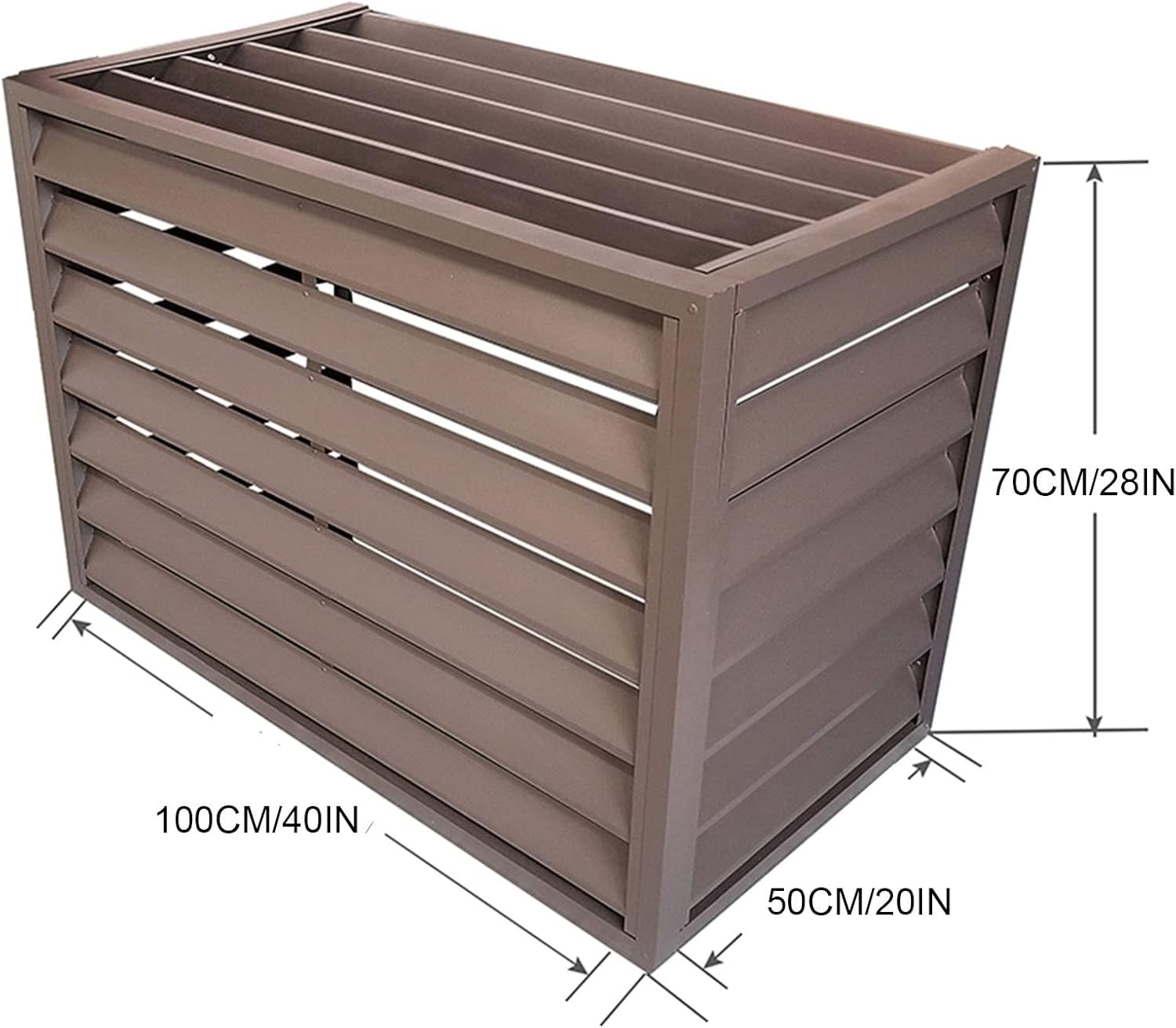 Anti-theft and strong aluminum air conditioner cover, Aluminum external air conditioner cover, Full Winter Outdoor Protection， outer materia， Suitable for indoor and outdoor ( Color : Brown louver roo