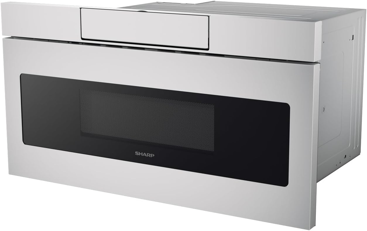 SHARP SMD3070ASY Microwave Drawer Oven, 30-inch, 1.2 Cubic Feet, 950 Watt, Concealed Angled Touch Control Panel with Digital LCD Display, Stainless Steel
