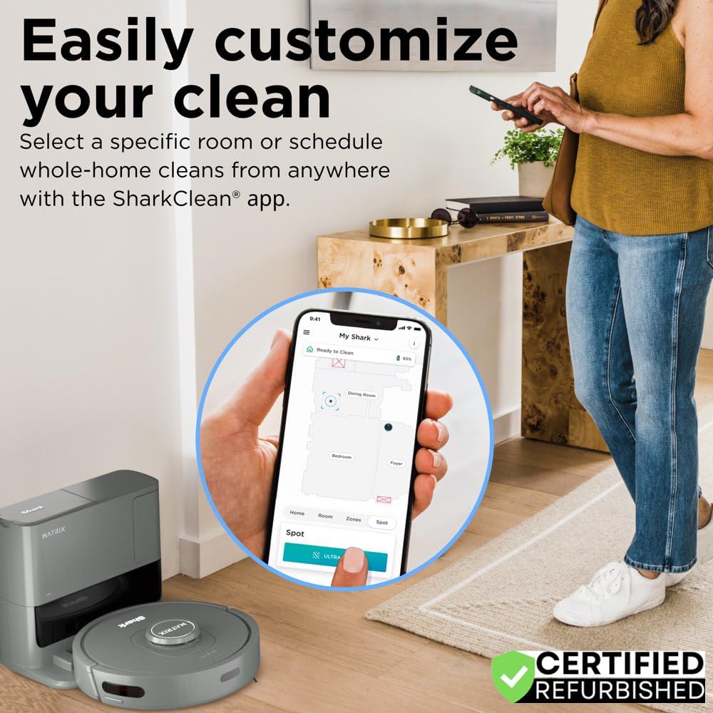 Shark RV2300S Matrix Self-Empty Robot Vacuum Bundle with 2 YR CPS Enhanced Protection Pack, Black, CRTE99SRKRV2300SRB (Renewed)