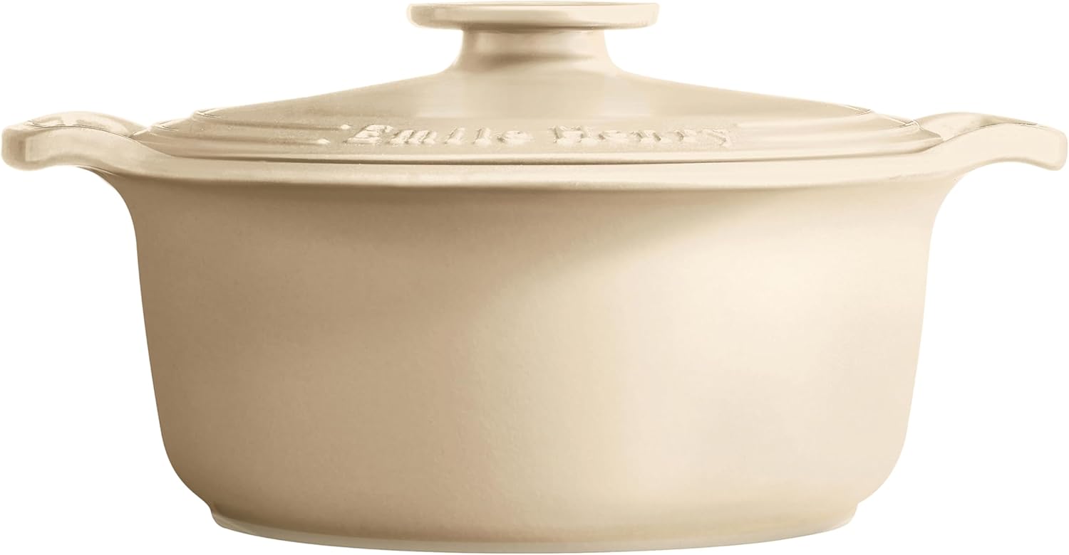 Emile Henry Made in France SUBLIME Ceramic 6 qt. Round Dutch Oven, Crème