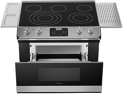 SHARP STR3065HS 30 Inch Smart Rangetop with 4 Cooking Zones, Microwave Drawer Oven, Triple & Double Heater, Warming Zone, Sensor Cook, and Metal Rotary Knobs/Glass Touch Panel
