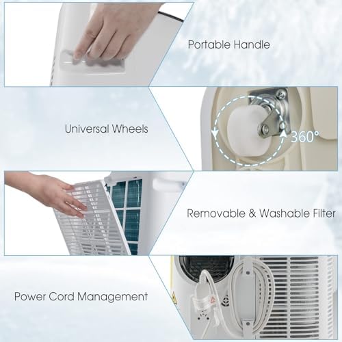 15000 BTU Portable Air Conditioner w/Heating, Dehumidifying, and Auto Swing Functions, APP/Remote Control, 24H Timer, with Window Installation Kit Included, Suitable for Spaces up to 800 Square Feet