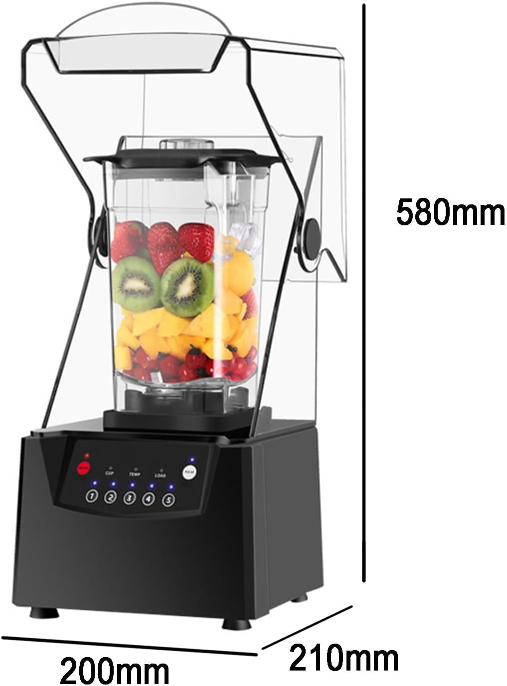 Commercial Smoothie Blender, 1.8L Professional Electric Smoothie Maker with Soundproof Cover, 2600W Countertop Blender with Smart Touch Screen, Fruit Juicer Ice Crusher, for Shakes and Smoothies