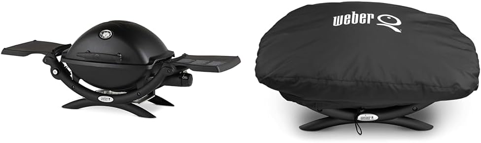 Weber Q 1200 Gas Grill, Black with Cover