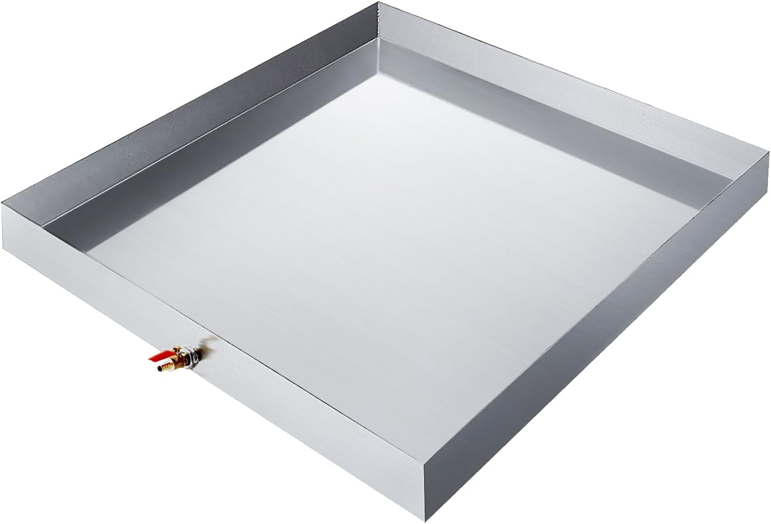 Washing Machine Drip Pan 304 Stainless Steel 27 x 25 x 2.5, 18GA Washer Drip Tray Catch w/Drain Hole & Drain Valve for Laundry Room, Bathroom,No Washer leaks