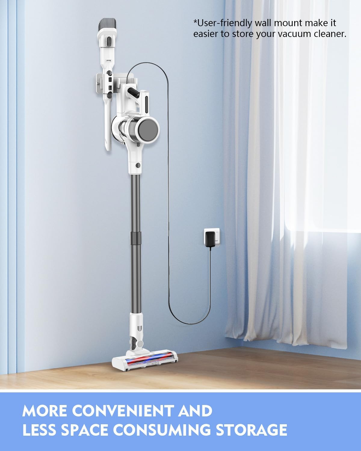 Cordless Vacuums, 80,000PRM Powerful Motor Vacuum Cleaner and 2200mAH Rechargeable Battery up to 35 Mins Worktime, 2 Adjustable Modes, Detachable Parts, Wireless Stick Vacuum (Tea White)