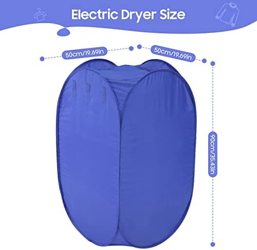 Electric Clothes Dryer 800W Portable Ventless Air Clothing Drying Machine Foldable Fast Garment Dryer for Home Dorm Travel US Plug 19.69 x 19.69 x 35.43 inch