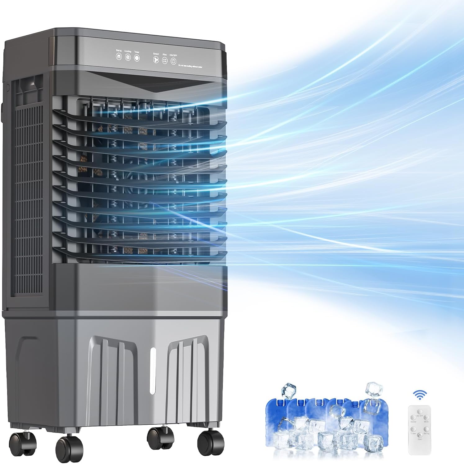 Auertech 1800CFM Swamp Cooler with Remote, 5.3 Gal Evaporative Air Cooler with 12H Timer, 3 Speeds, 120°Oscillation, Indoor Outdoor Portable Swamp Cooler Air Conditioner for Room, Garage